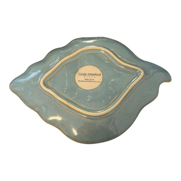 Cindy Crawford Style Ceramic Seashell Plate – Blue Glaze – 7.5 x 5.25” – Very Go - Picture 3 of 3